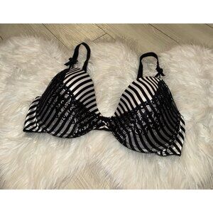 Smart & Sexy SA234 Womens Satin Striped Lace Bra UW 40D Black White